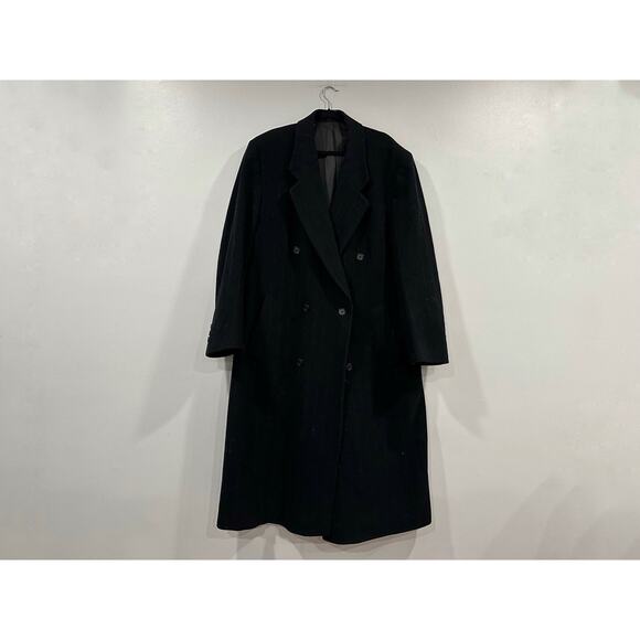 Dario Di Napoli Black Pinstripe Lambswool Button Down Coat 44L